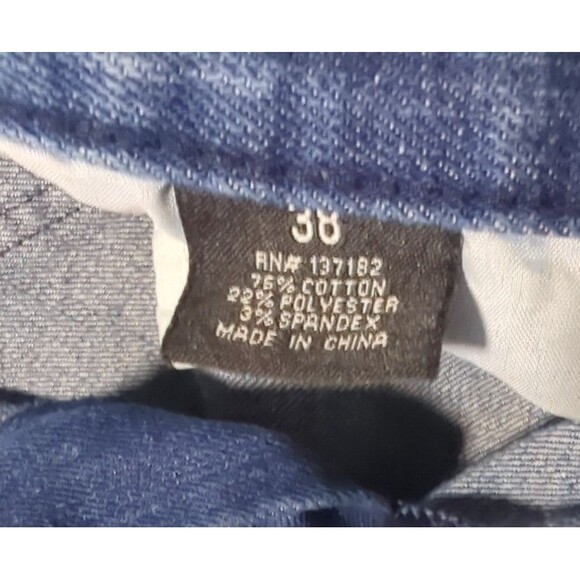 Lion Dynasty Mens 38 Slim Acid Wash Blue Jean Shorts 5 Pockets Moto Biker Ribbed - Picture 8 of 10